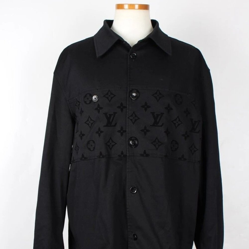 Louis Vuitton Flocked Overshirt Jacket Black Monogram